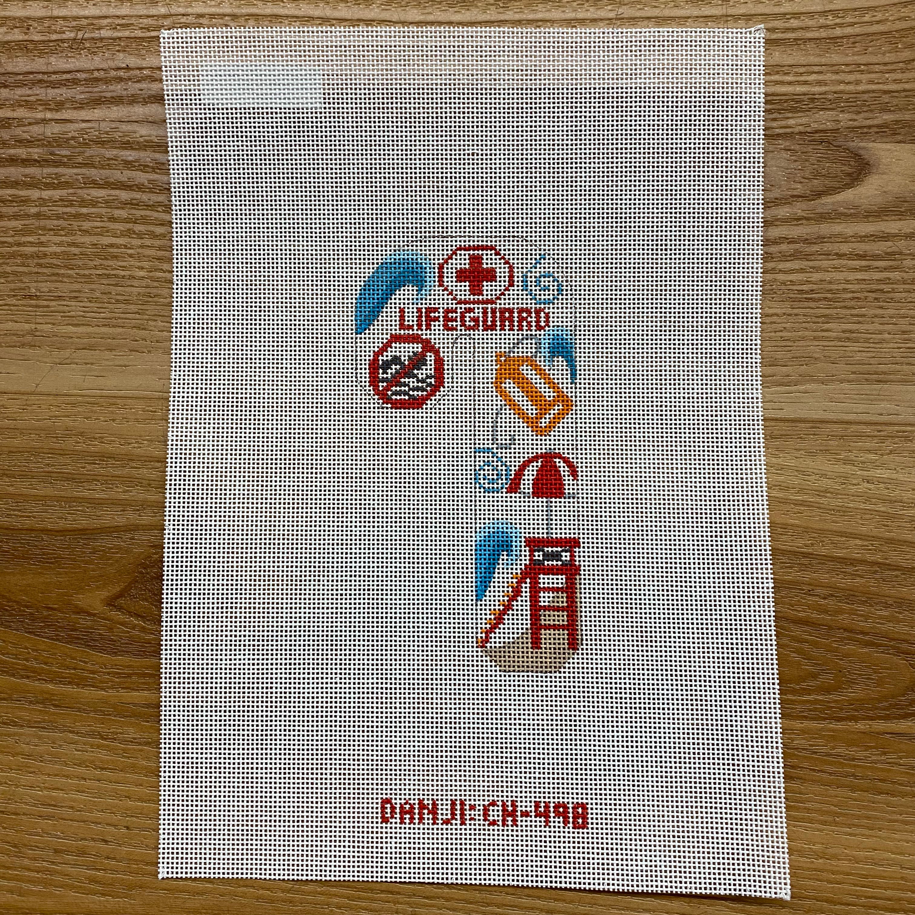 Lifeguard Candy Cane Canvas - KC Needlepoint