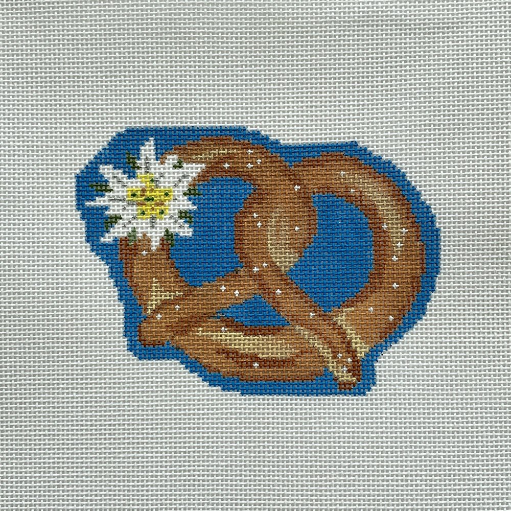 Pretzel with Edelweiss Canvas - KC Needlepoint