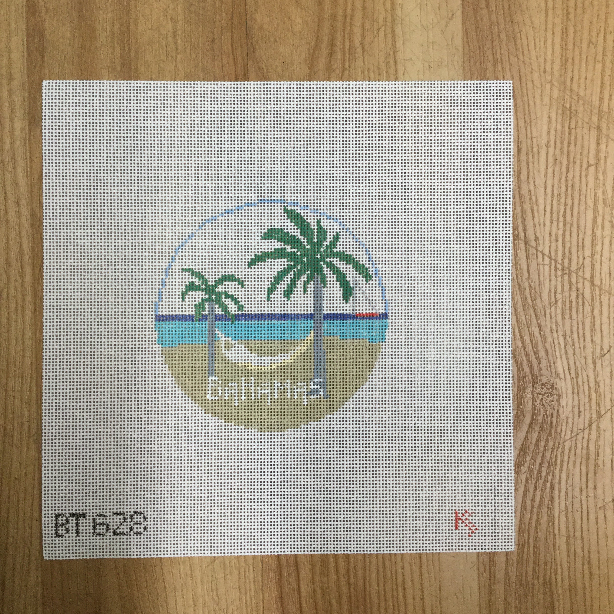 Bahamas Travel Round Canvas - needlepoint