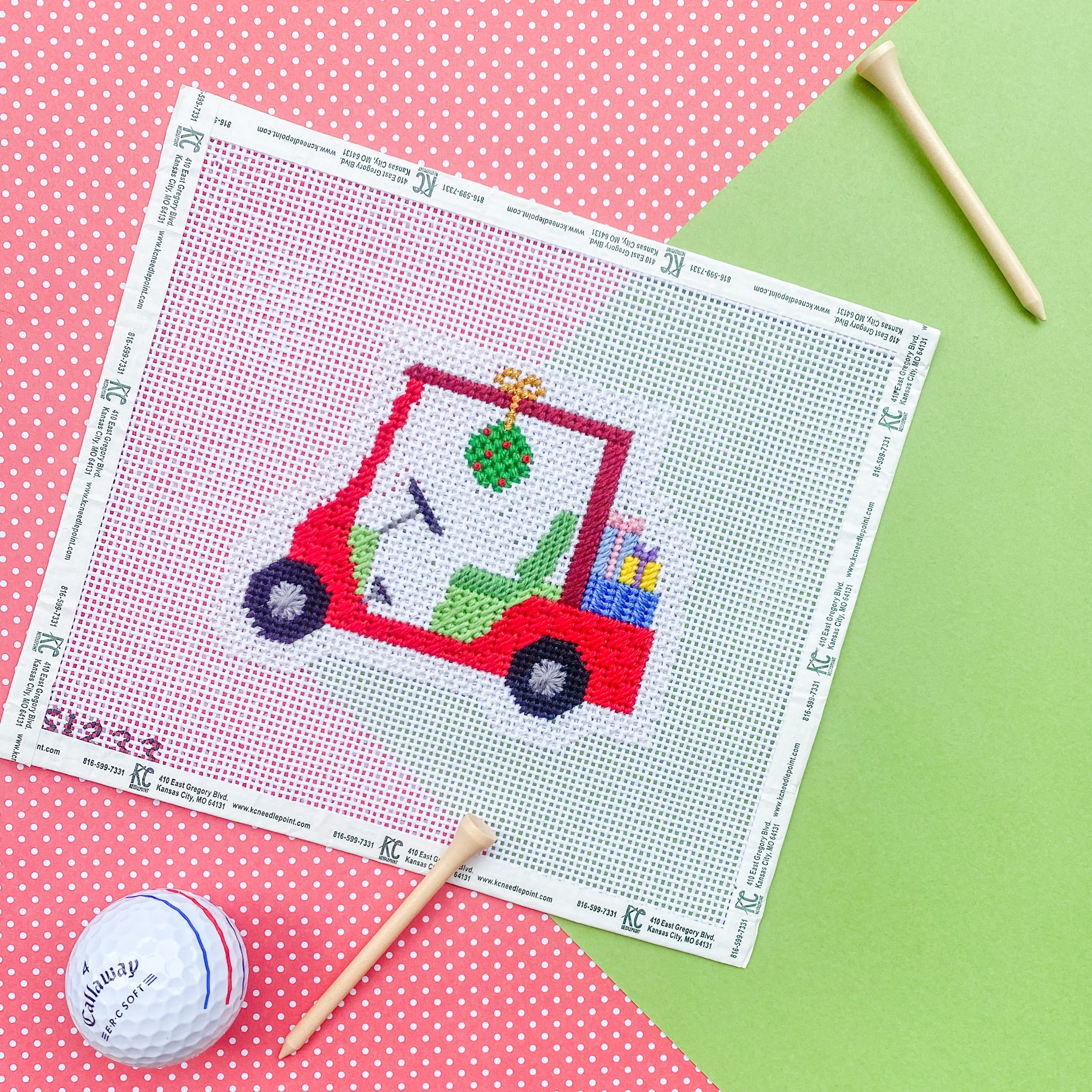 Christmas Golf Cart Kit - KC Needlepoint