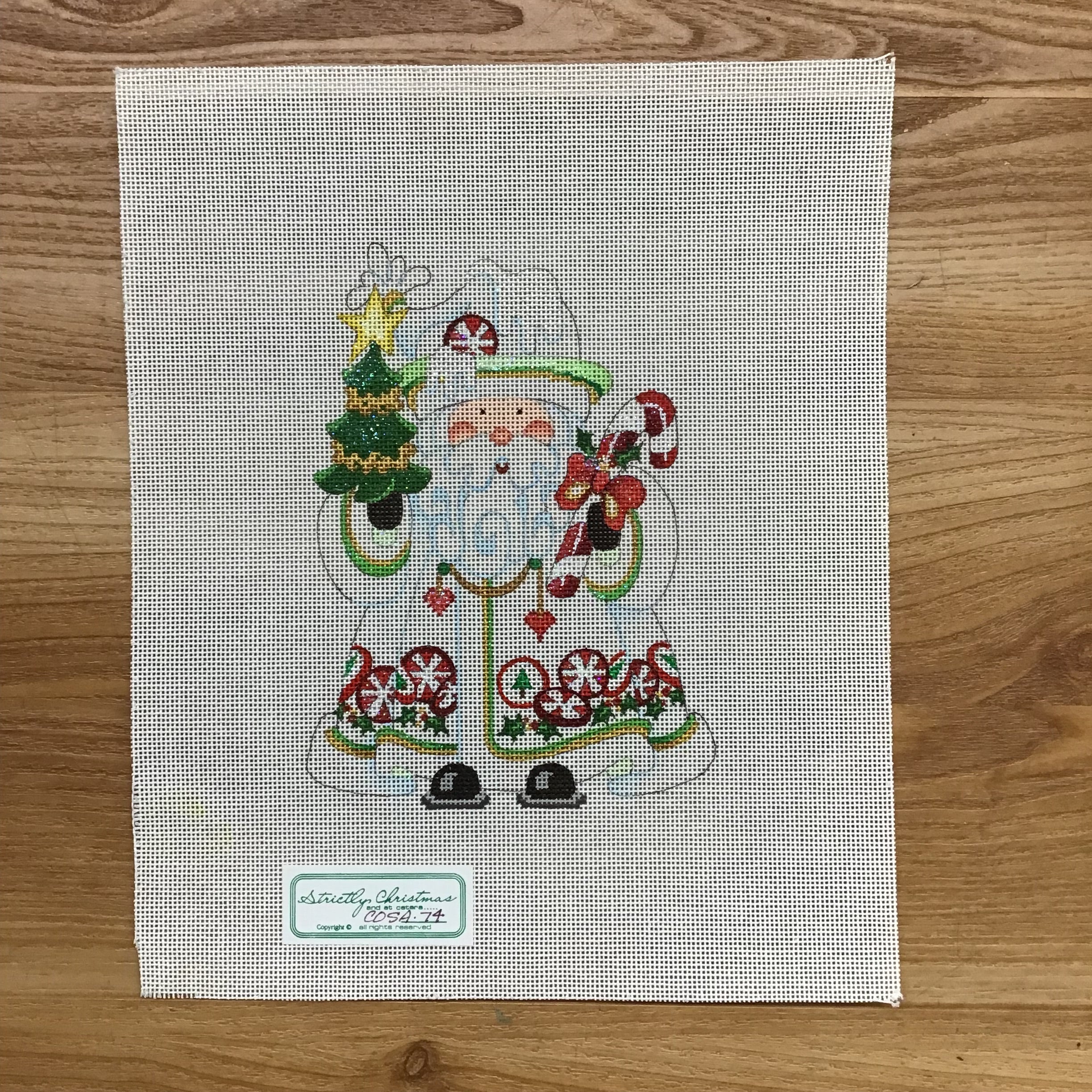 Peppermint Candies Squatty Santa Canvas - KC Needlepoint