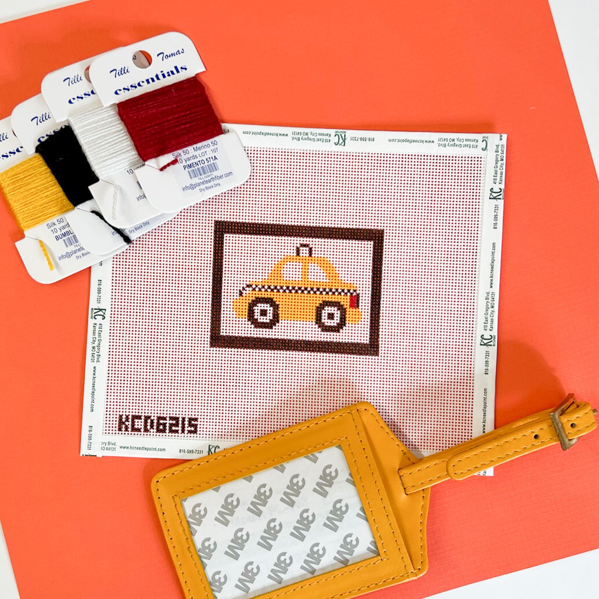 Yellow Taxi Luggage Tag Kit - KC Needlepoint