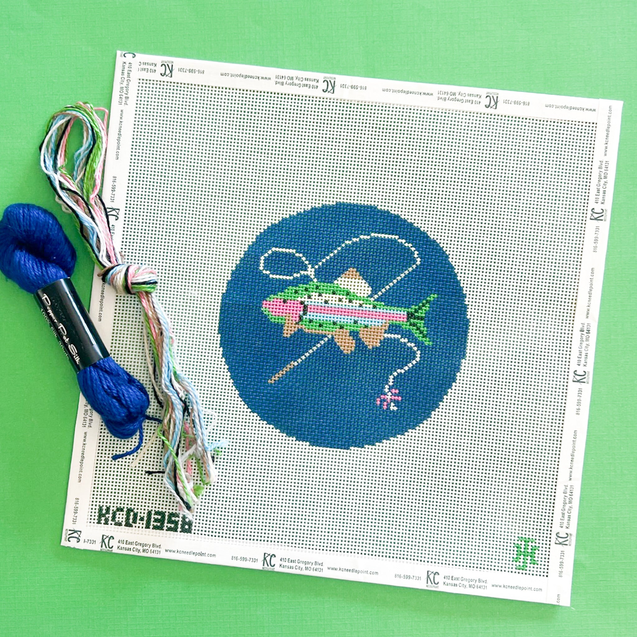 Fish with Rod Kit - KC Needlepoint