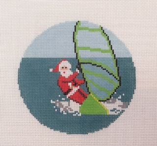 Windsurfer Santa Canvas - KC Needlepoint