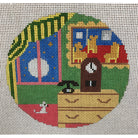 Bears in Chairs 4 1/2" Round Ornament Canvas - KC Needlepoint