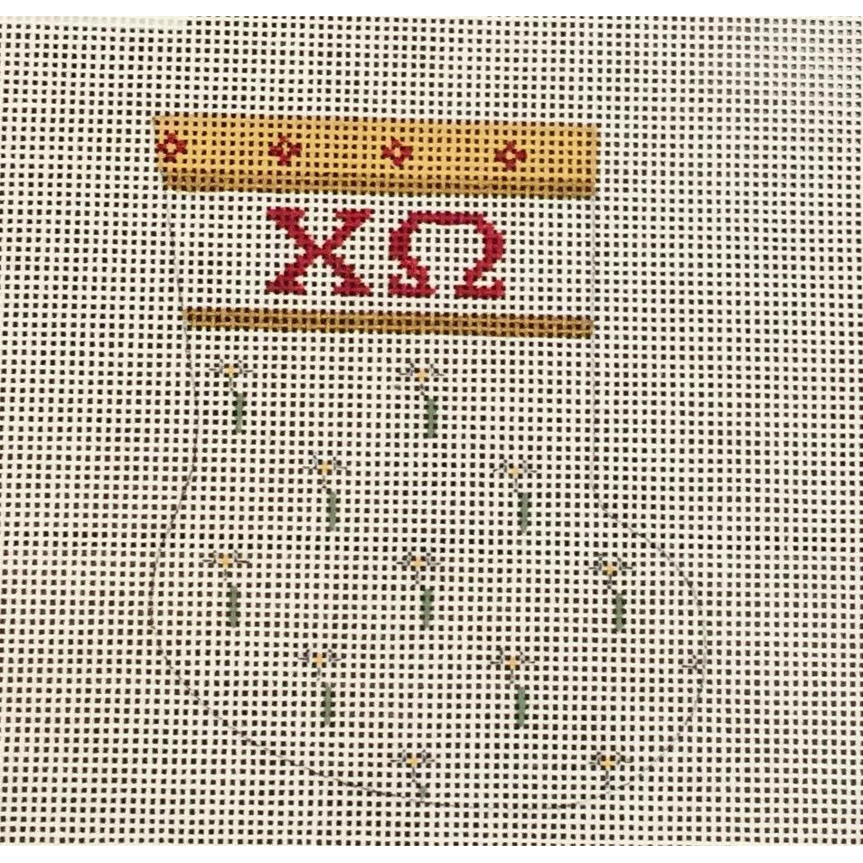 Chi Omega Mini Sock Canvas - KC Needlepoint