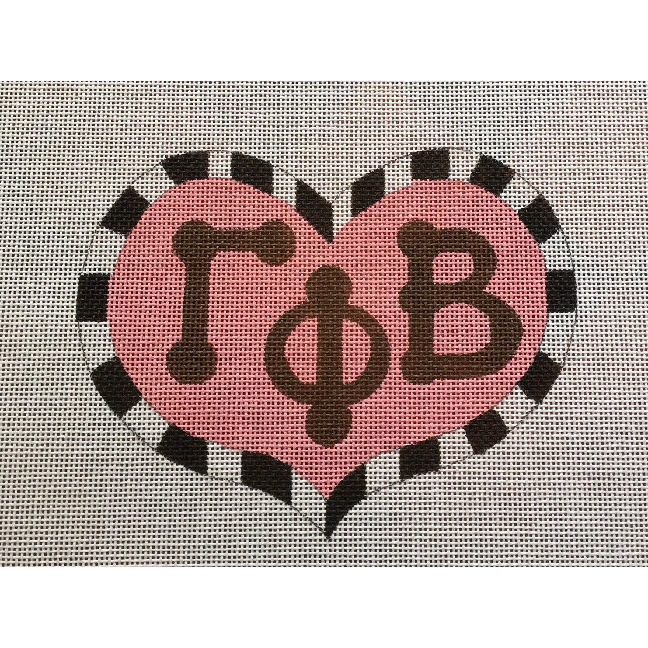 Gamma Phi Beta Large Heart Canvas - KC Needlepoint