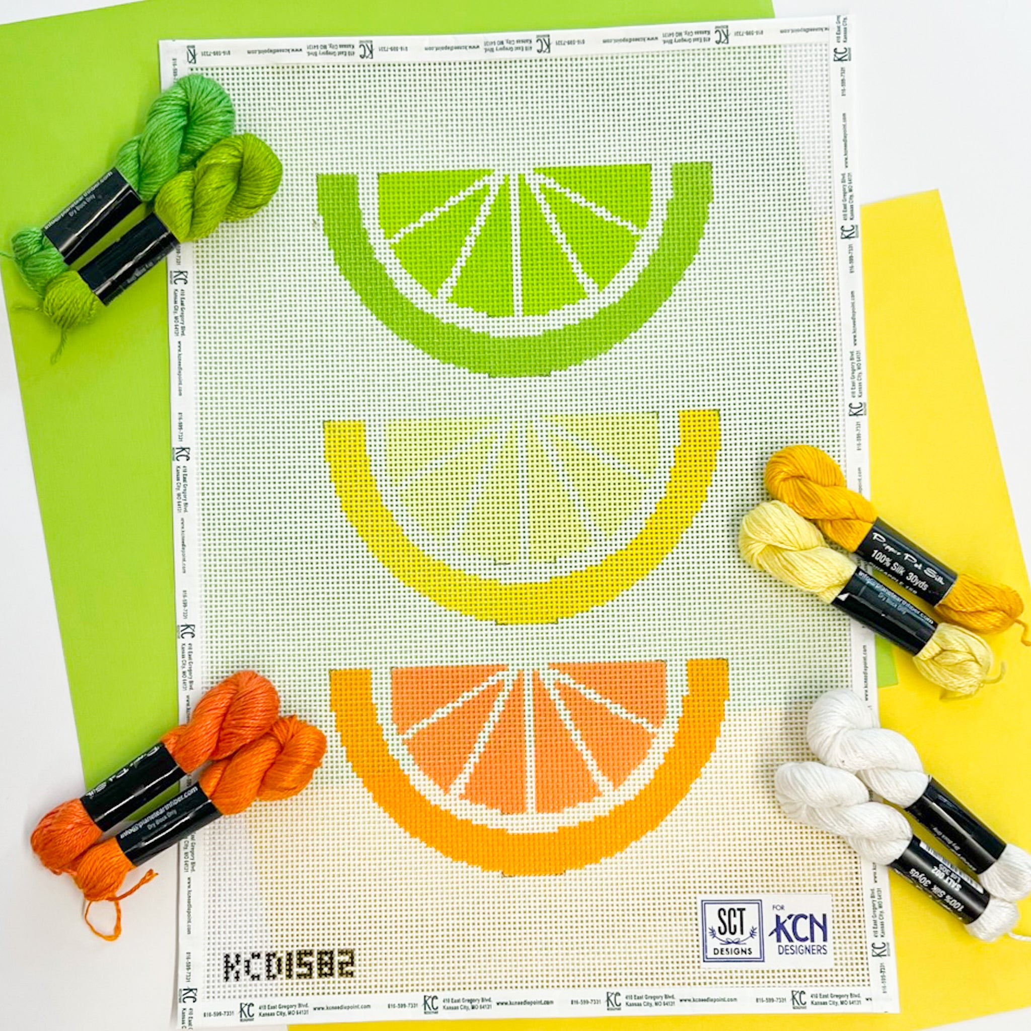 Citrus Bunting Trio - KC Needlepoint