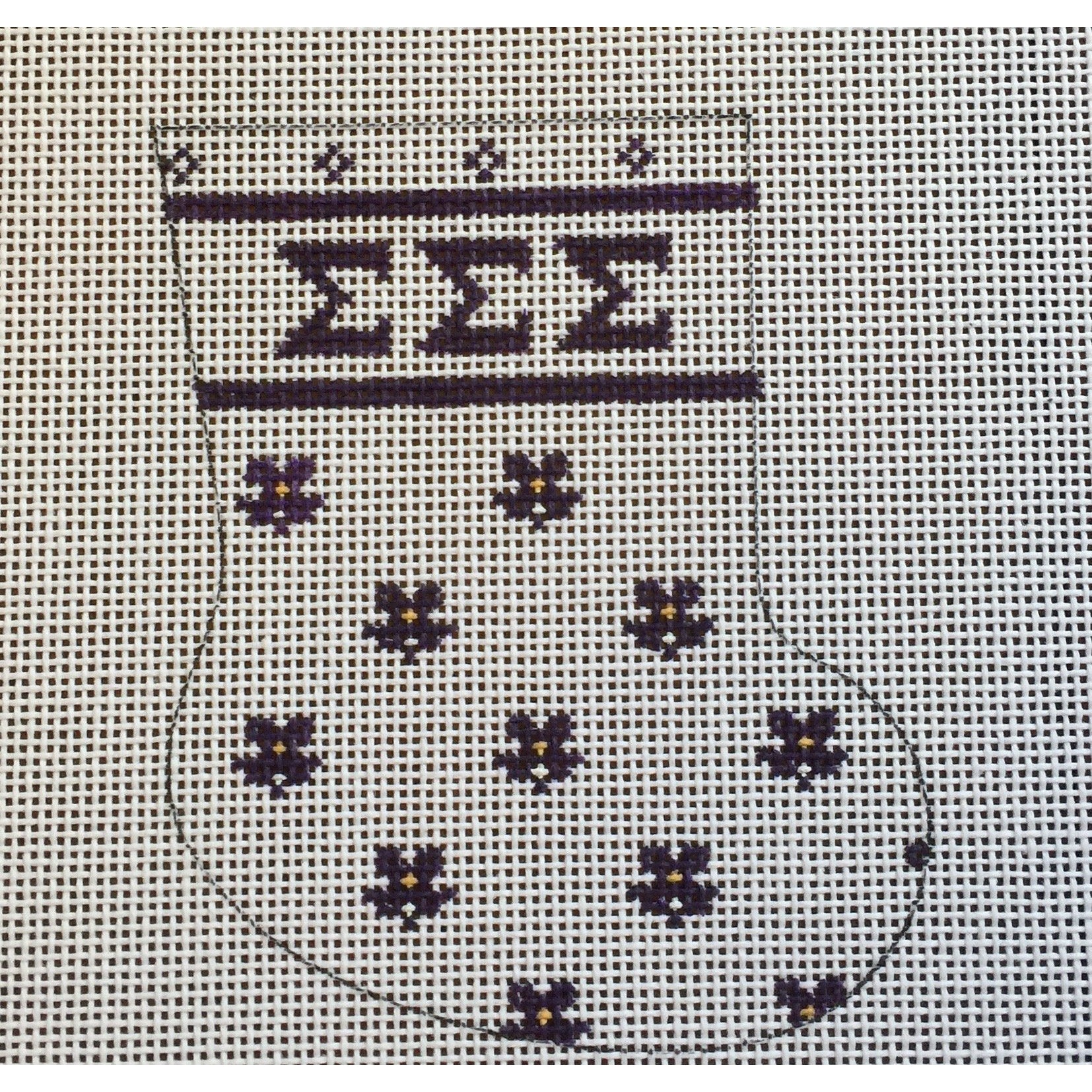 Sigma Sigma Sigma Mini Sock Canvas - KC Needlepoint