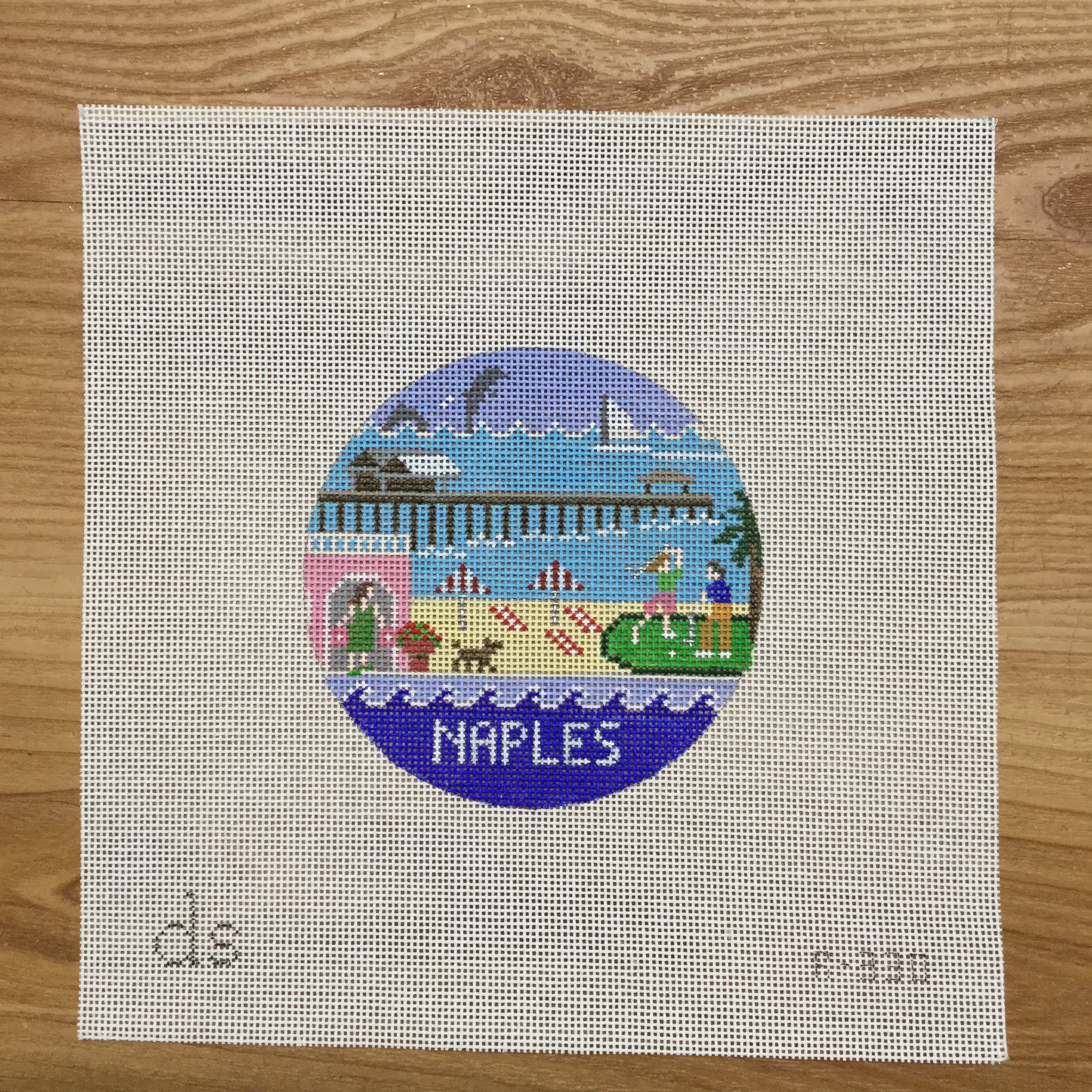 Naples Travel Round Canvas - KC Needlepoint