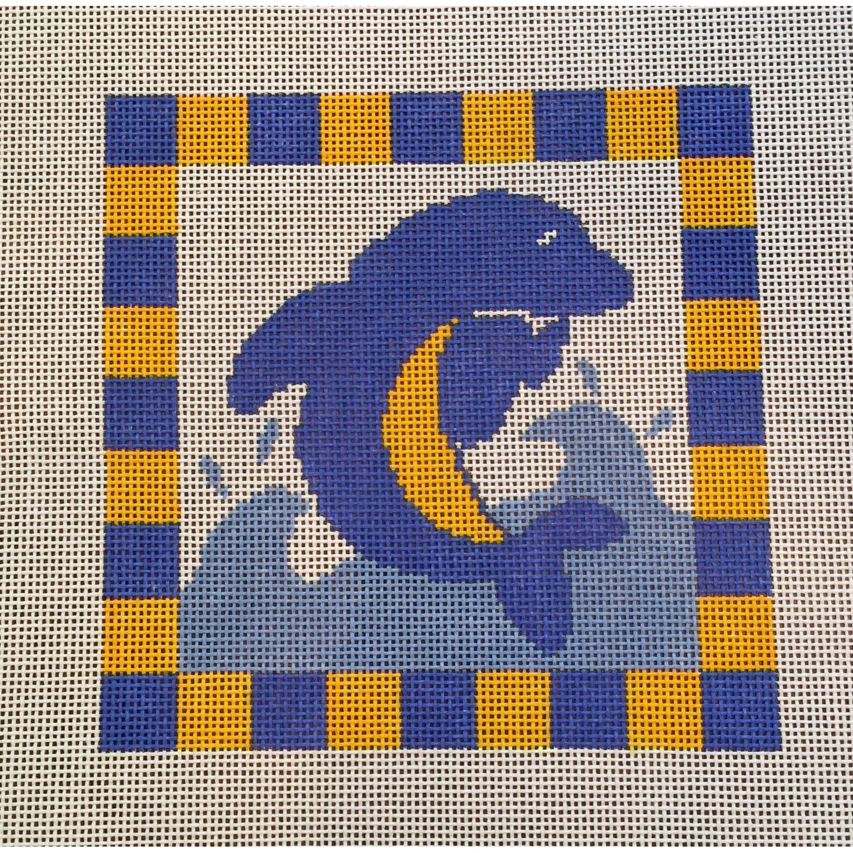 Delta Delta Delta Dolphin Canvas - KC Needlepoint