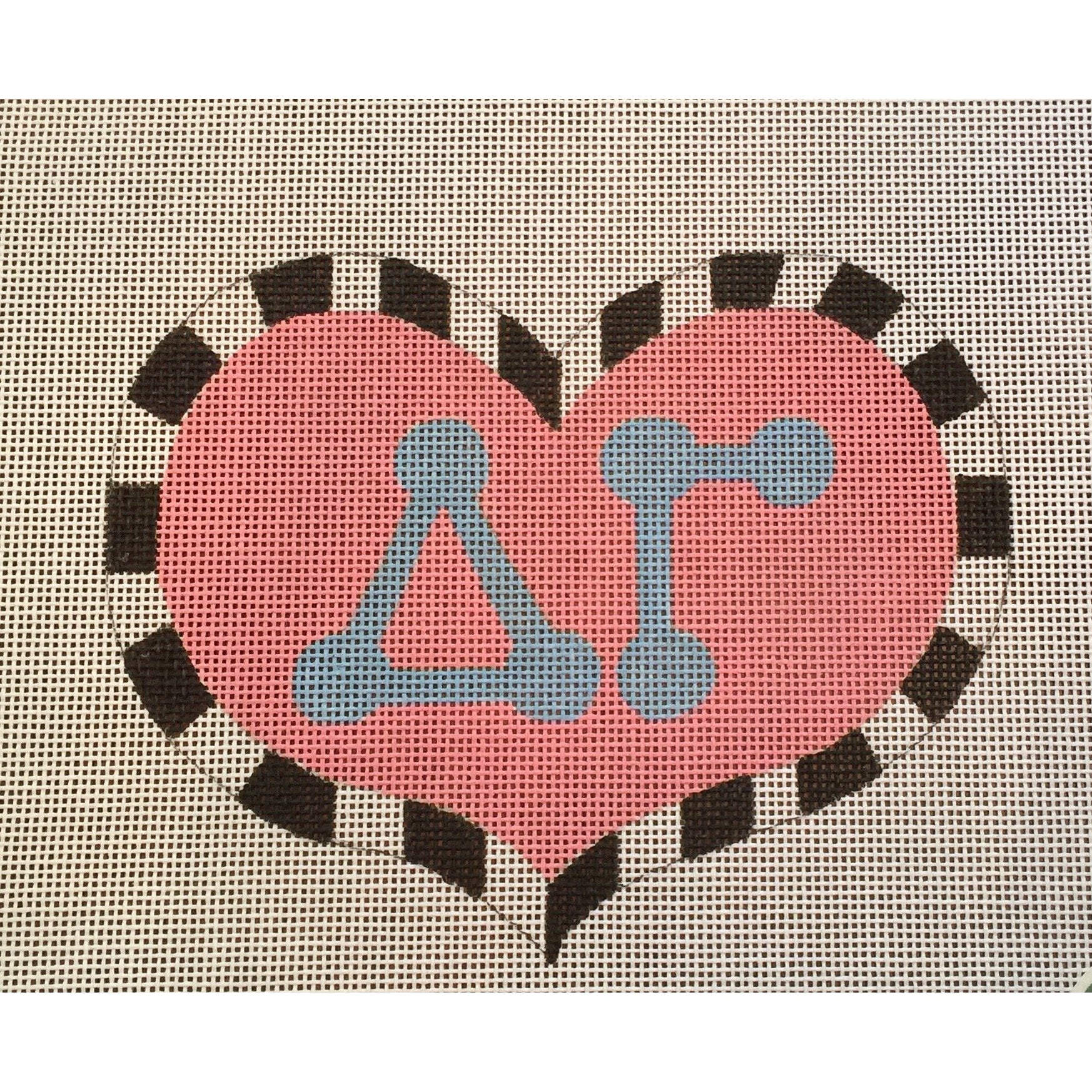 Delta Gamma Large Heart Canvas - KC Needlepoint