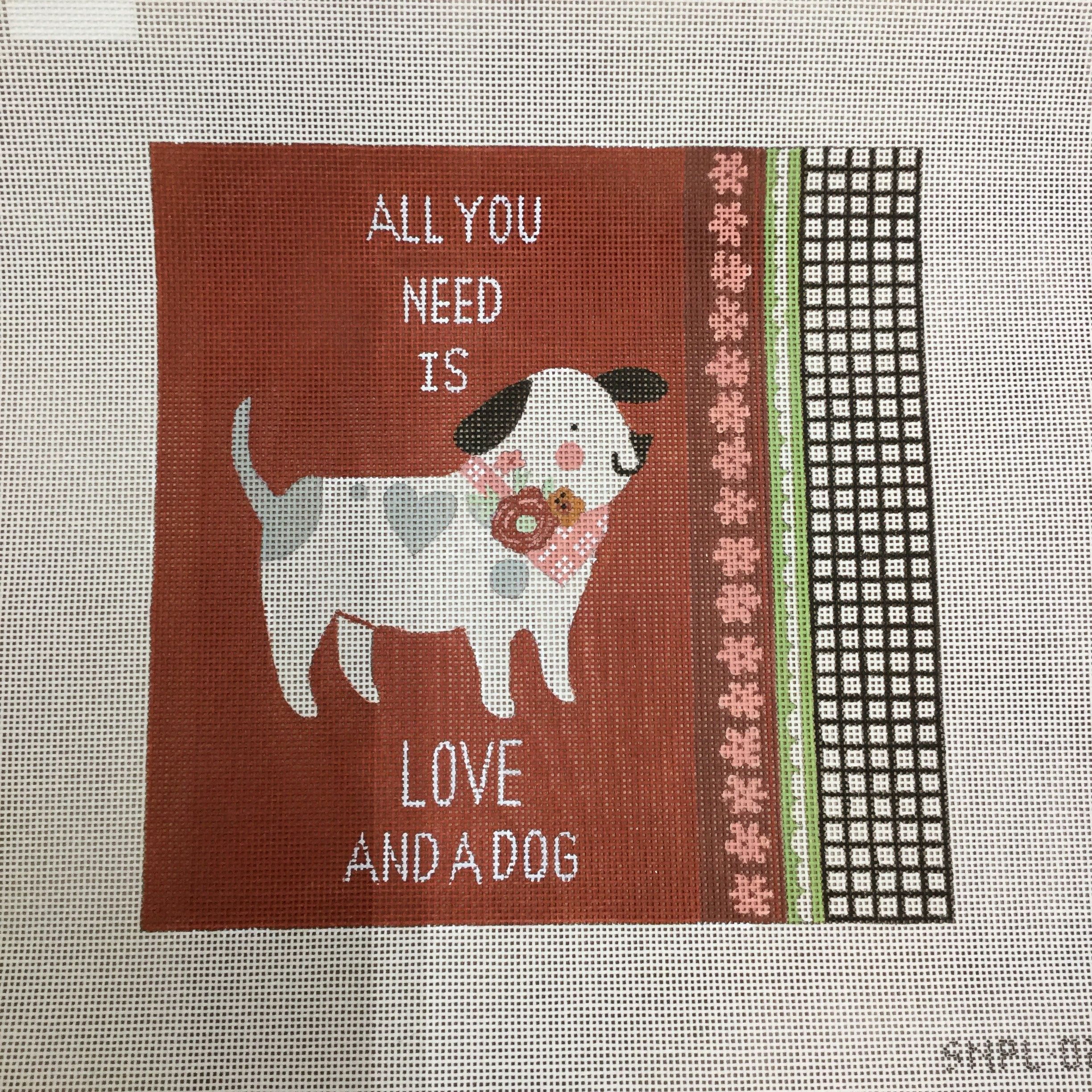 Love and a Dog Canvas - KC Needlepoint