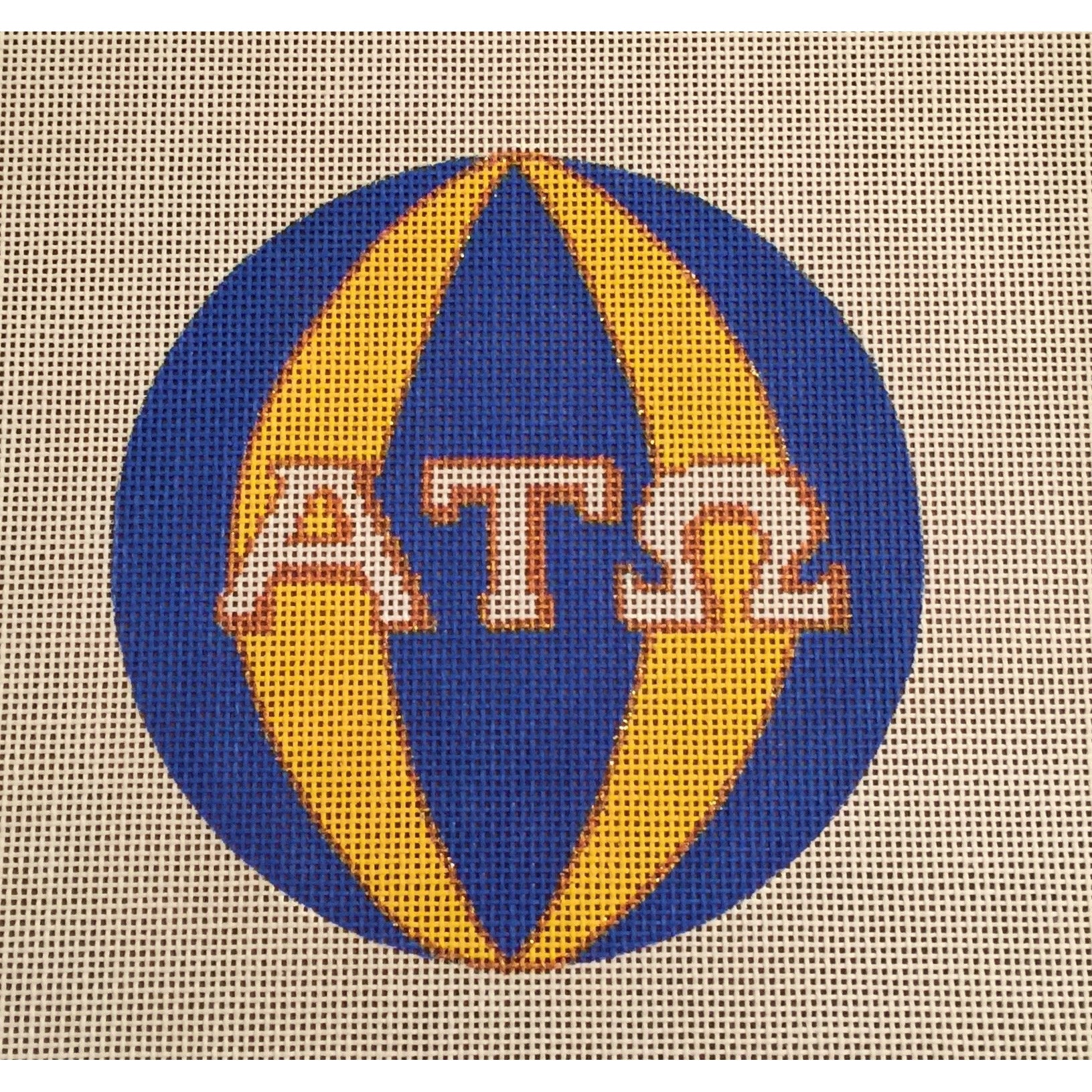 Alpha Tau Omega Round Canvas - KC Needlepoint