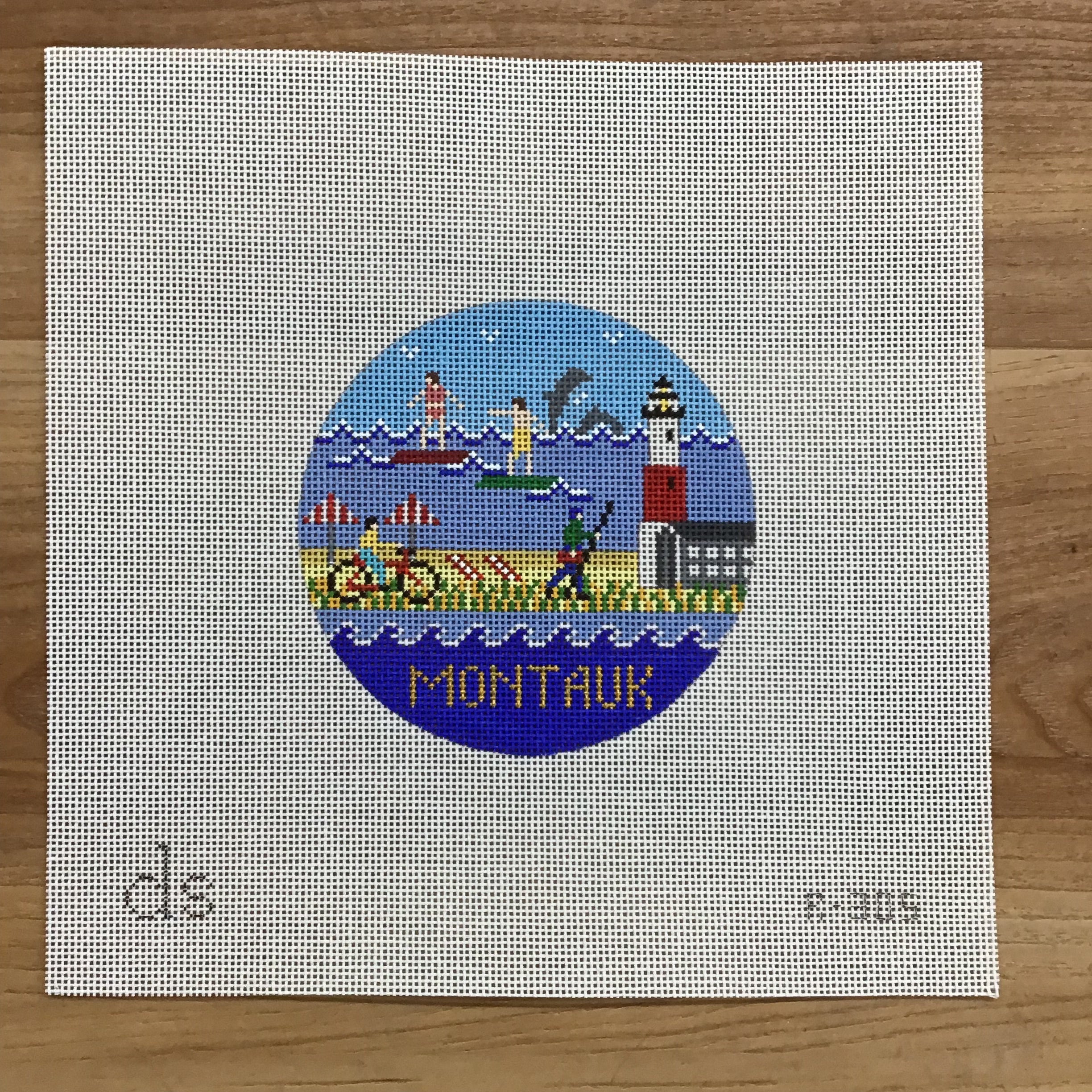 Montauk Travel Round Needlepoint Canvas - KC Needlepoint