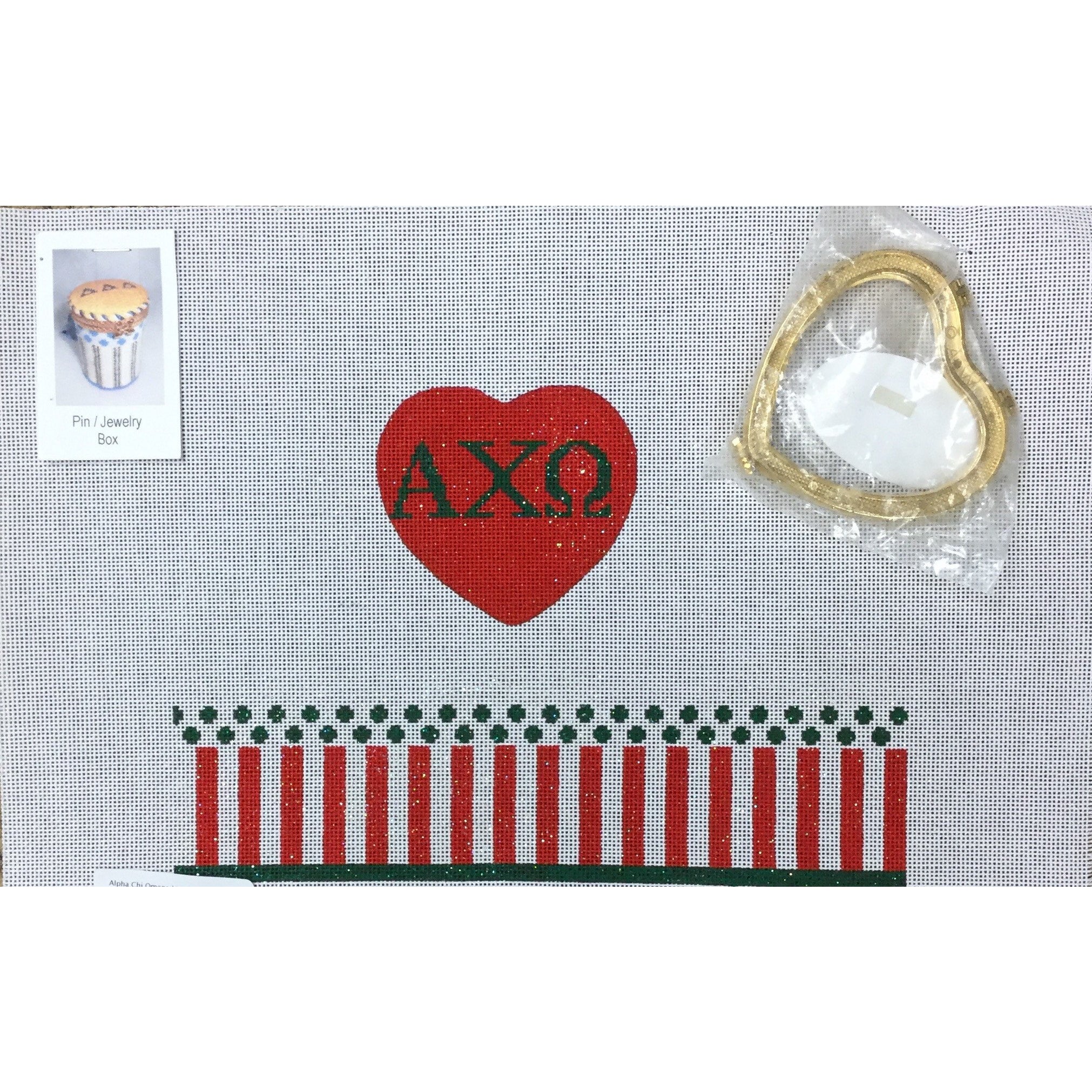 Alpha Chi Omega Limoges Box Canvas - KC Needlepoint