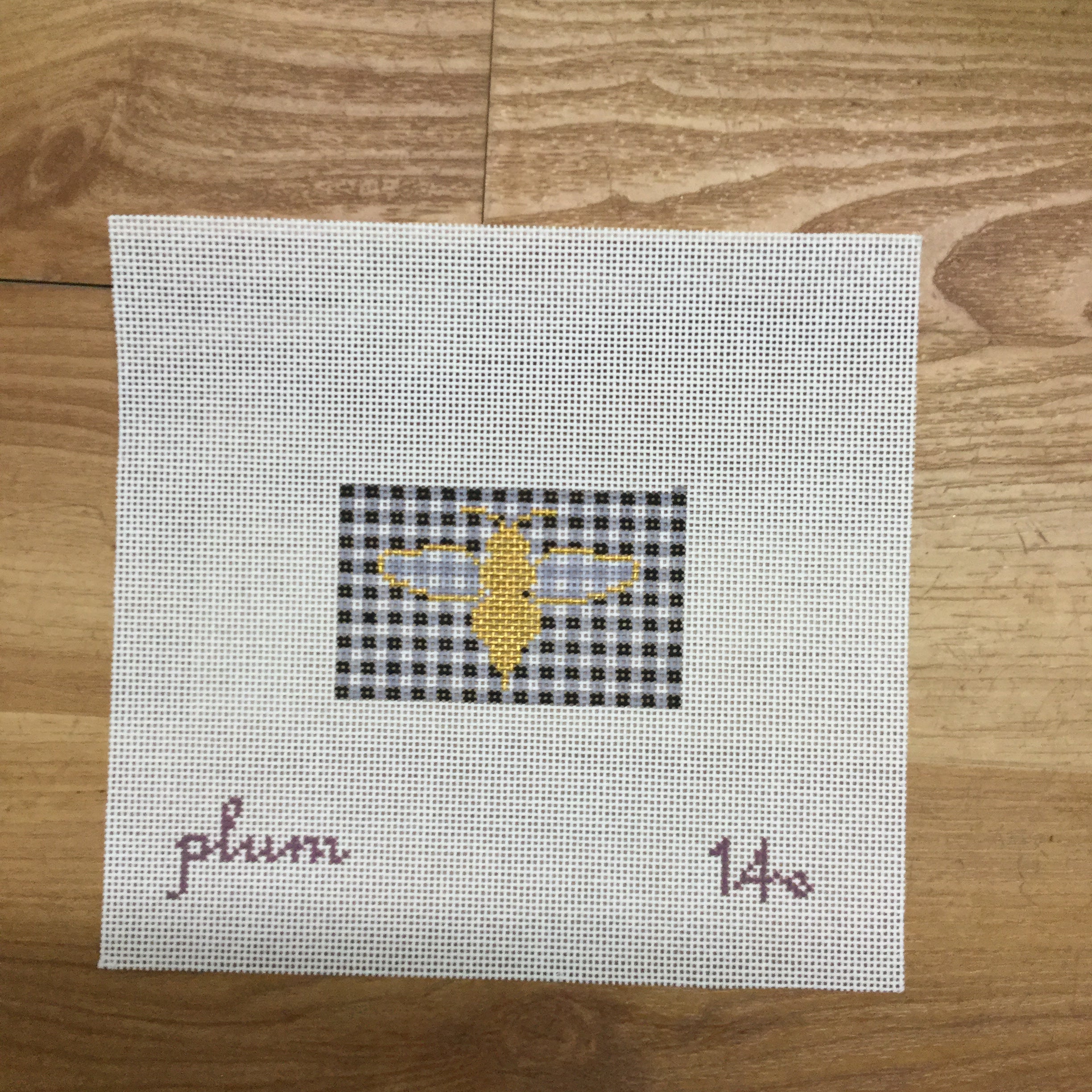 Bee and Gingham Canvas - KC Needlepoint