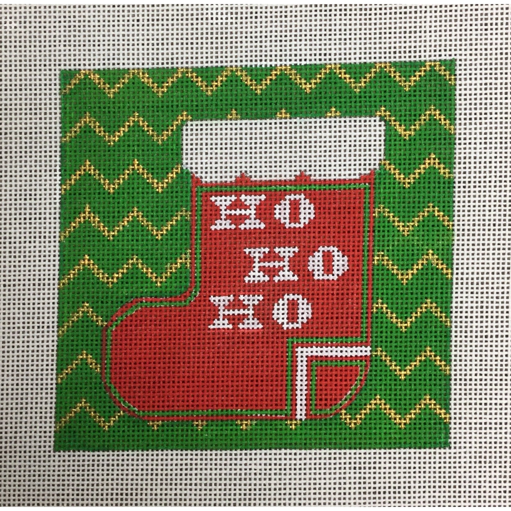 HoHoHo Stocking Square Canvas - KC Needlepoint