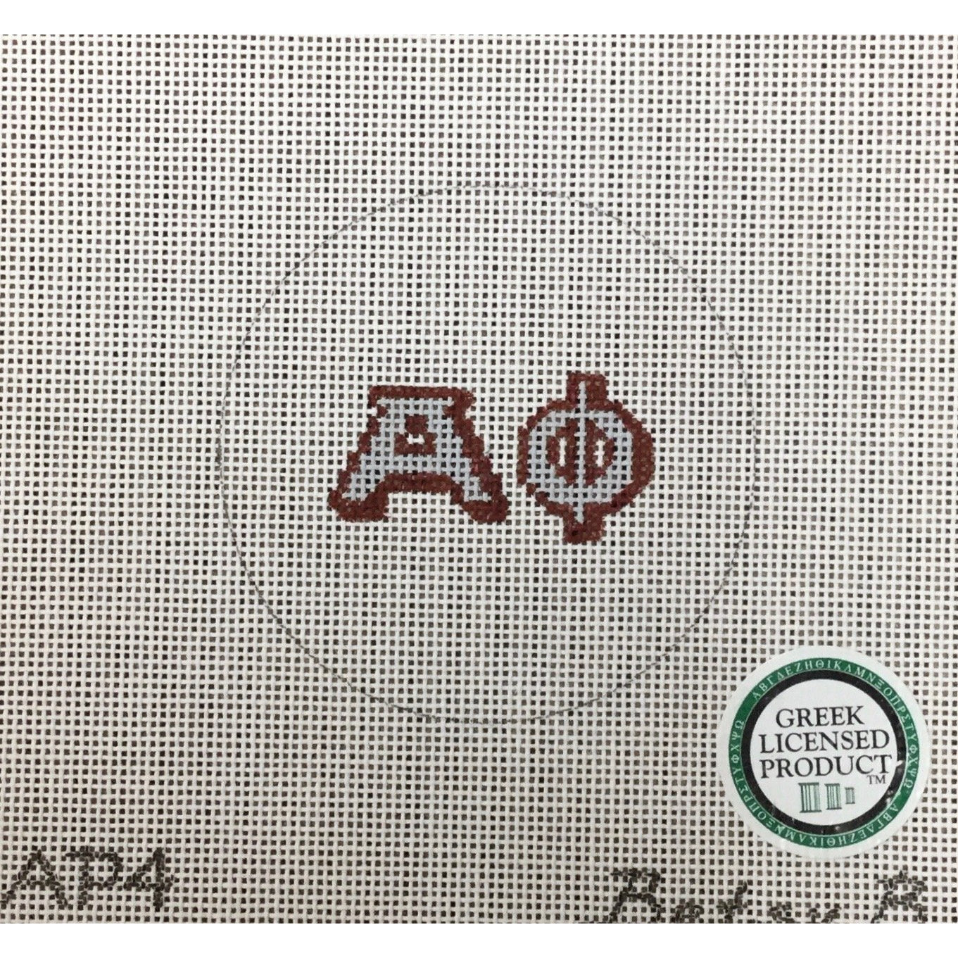 Alpha Phi Round Canvas - KC Needlepoint