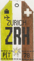 Zurich Vintage Travel Tag Canvas - needlepoint