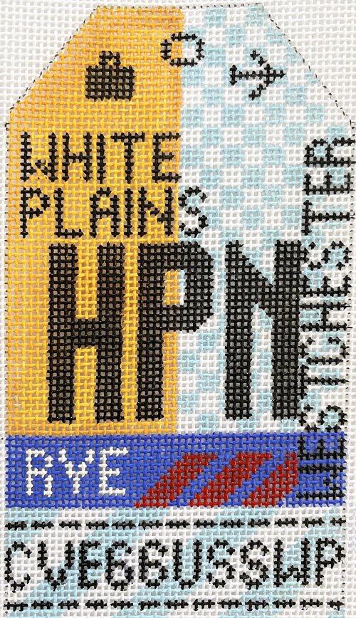 White Plains Vintage Travel Tag Canvas - needlepoint