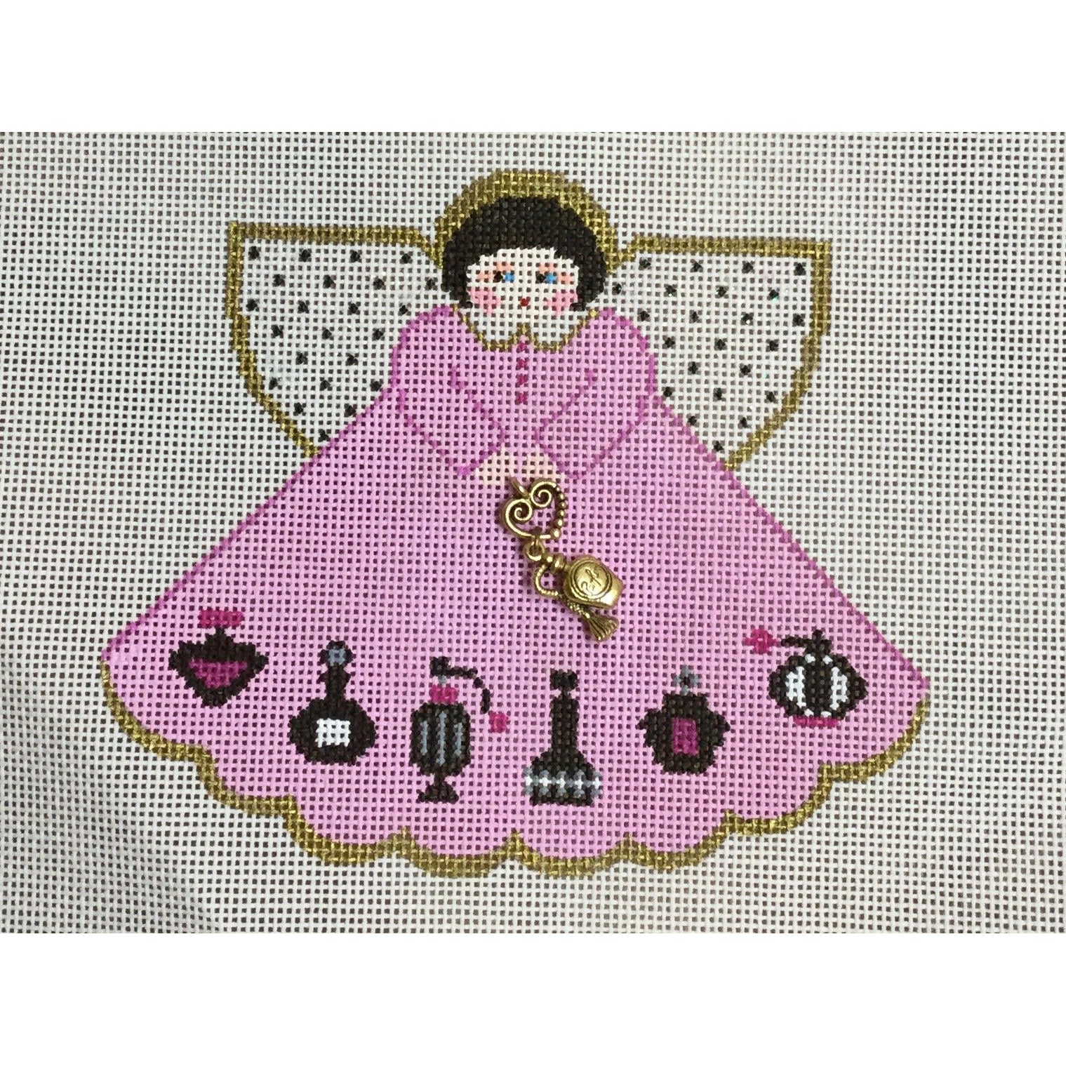 Perfume Bottle Angel Canvas - KC Needlepoint