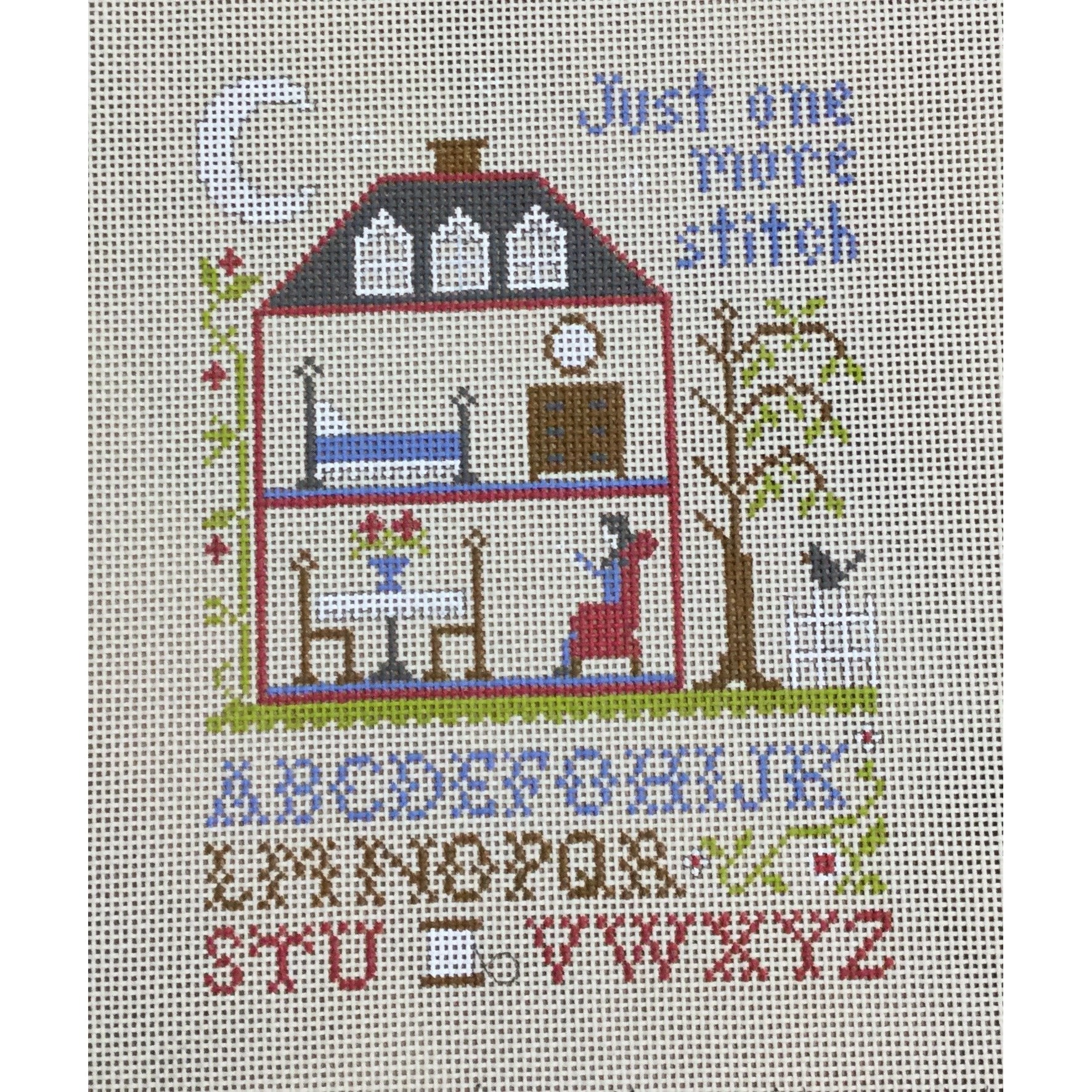 Just One More Stitch Sampler Canvas - KC Needlepoint