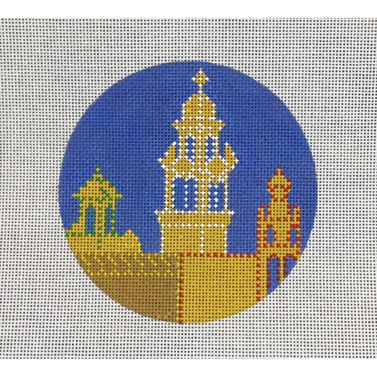 Plaza Lights 4 1/2" Round Canvas - KC Needlepoint