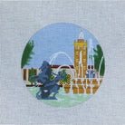 Plaza Fountain 4 1/2" Round Canvas - KC Needlepoint