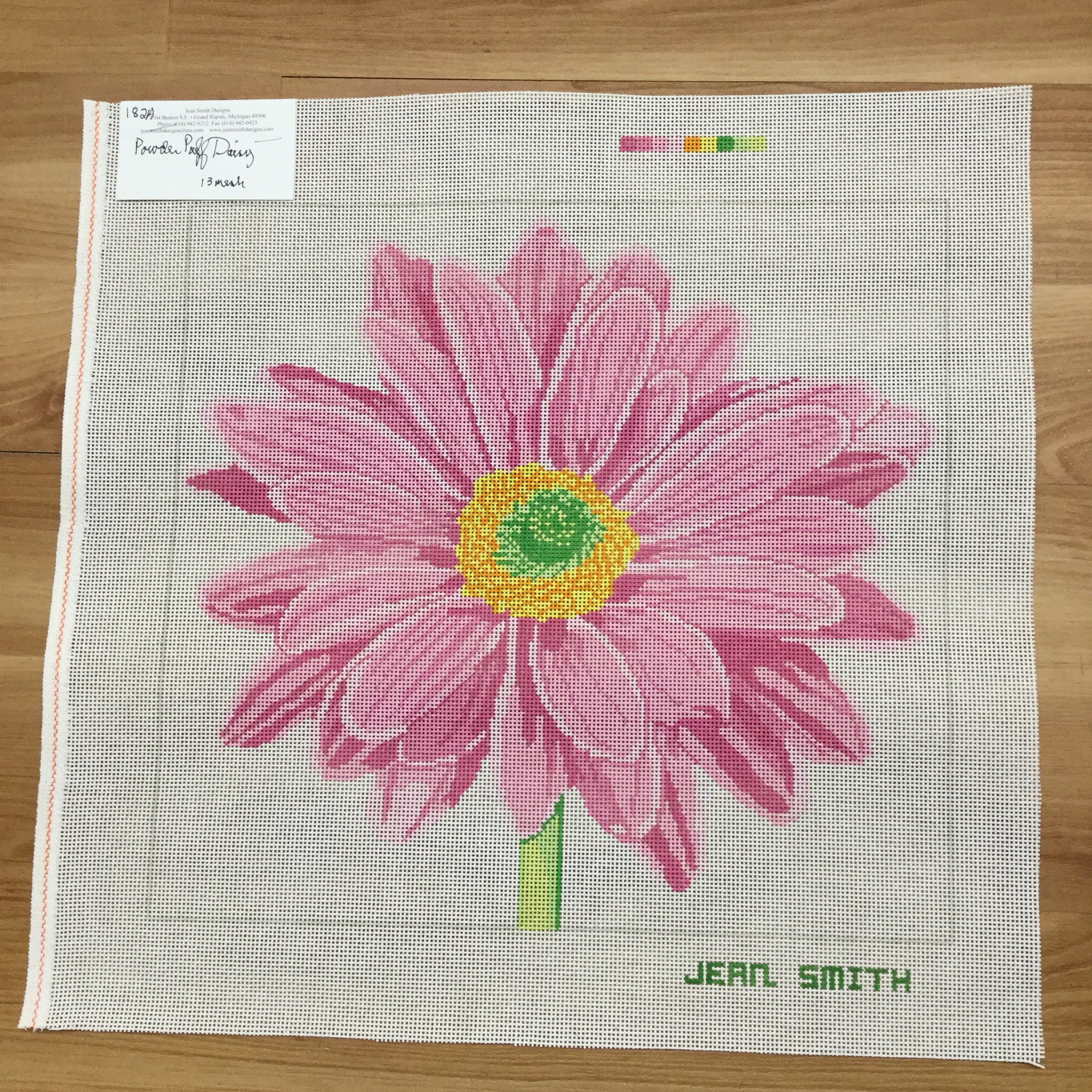 Powder Puff Daisy Canvas - KC Needlepoint