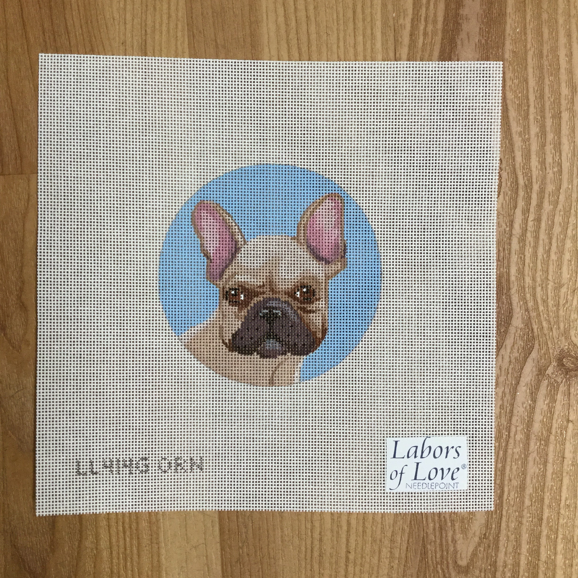 French Bulldog Round Canvas - KC Needlepoint