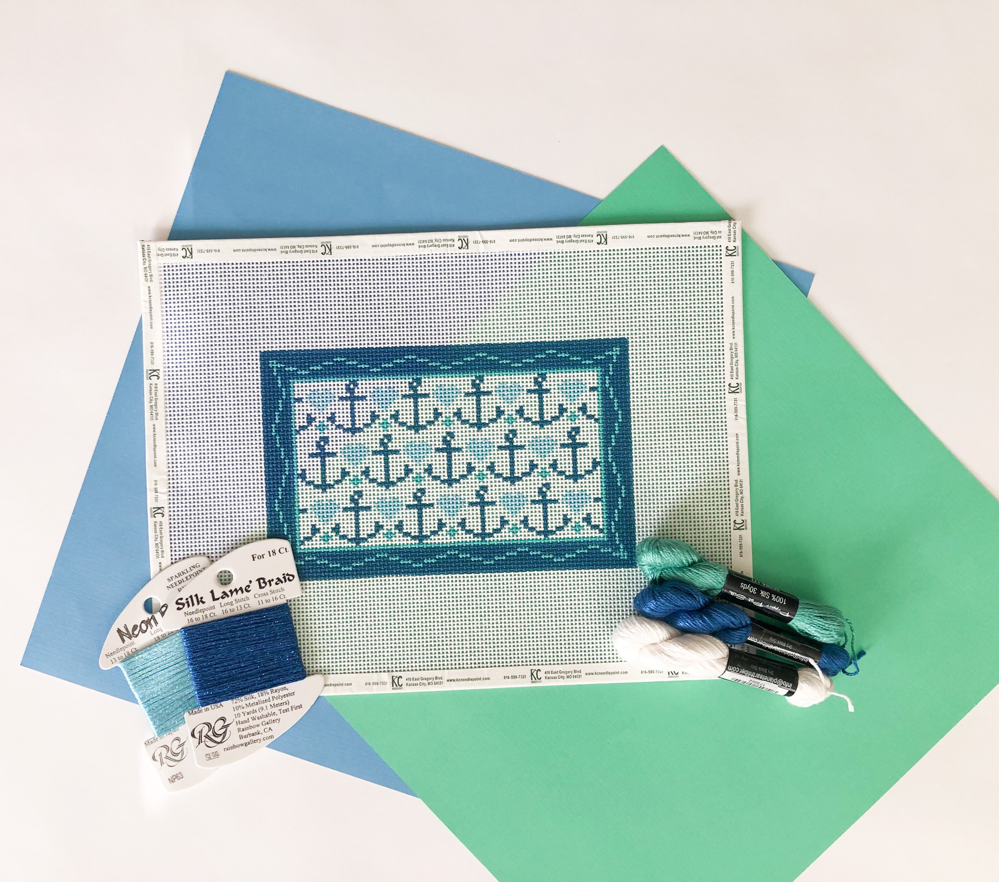 Anchors and Hearts Kit - KC Needlepoint