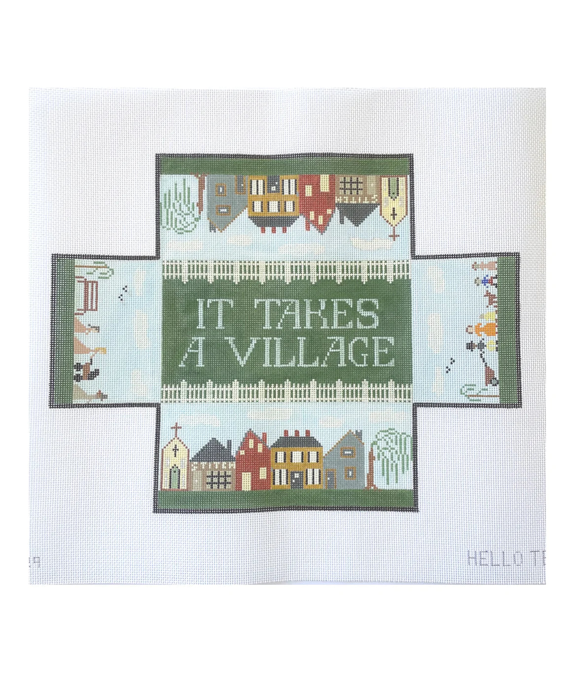 It Takes a Village Brick Cover Canvas - KC Needlepoint