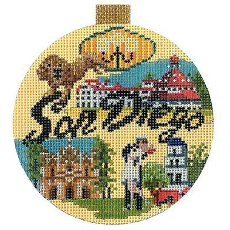 San Diego Travel Round Canvas - KC Needlepoint