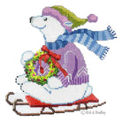 Sledding Polar Bear Canvas - KC Needlepoint