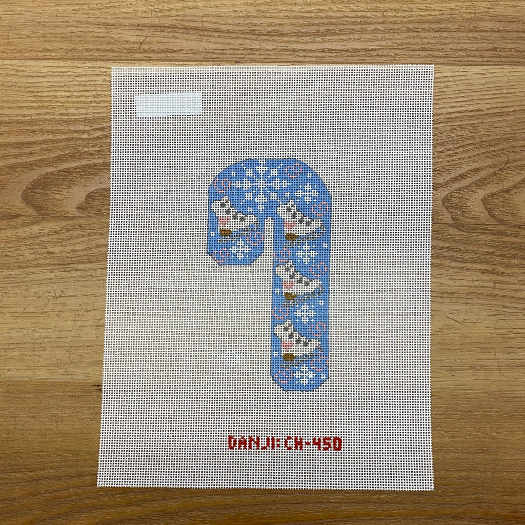 Ice Skating Candy Cane Canvas - KC Needlepoint