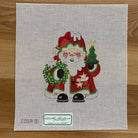 Tree and Wreath Squatty Santa Canvas - needlepoint