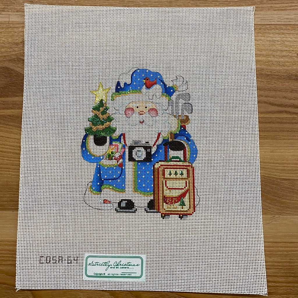 Traveling Squatty Santa Canvas - needlepoint