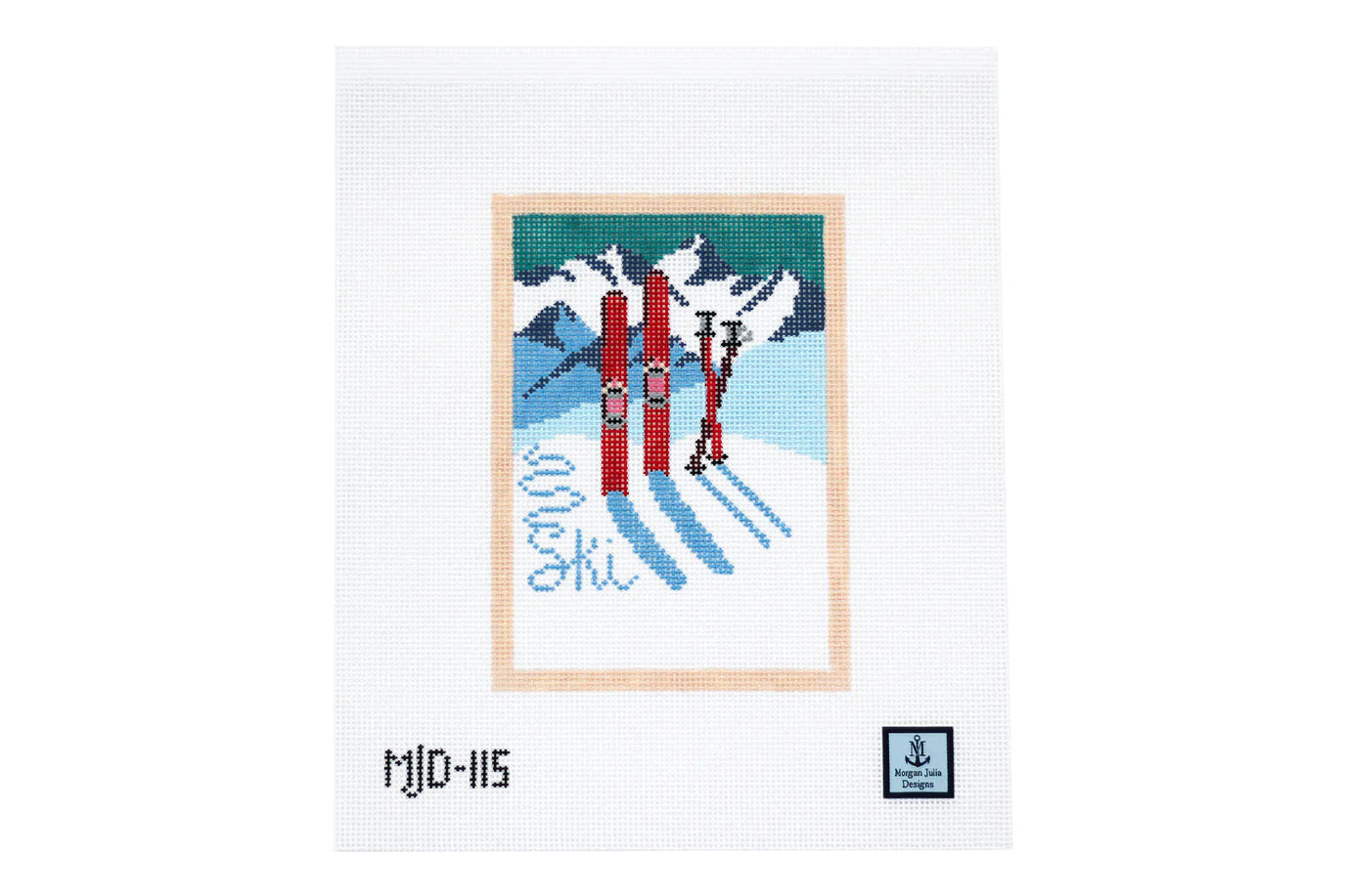 Vintage Ski Postcard Canvas - KC Needlepoint