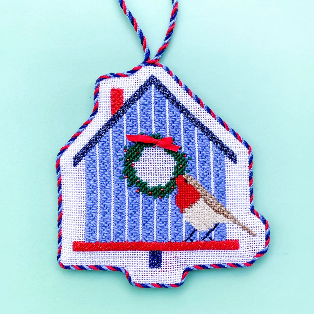 Birdhouse with Robin Canvas - KC Needlepoint