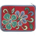 Red Asian Floral Coin Purse Kit - KC Needlepoint