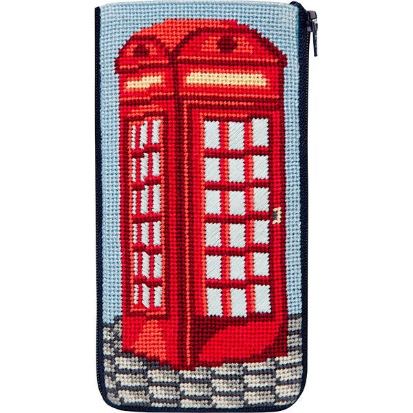 English Phone Booth Eyeglass Case Kit - KC Needlepoint