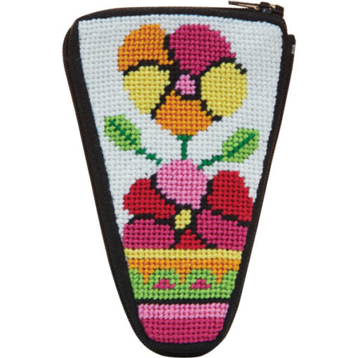 Pink & Orange Poppies Scissors Case Kit - KC Needlepoint