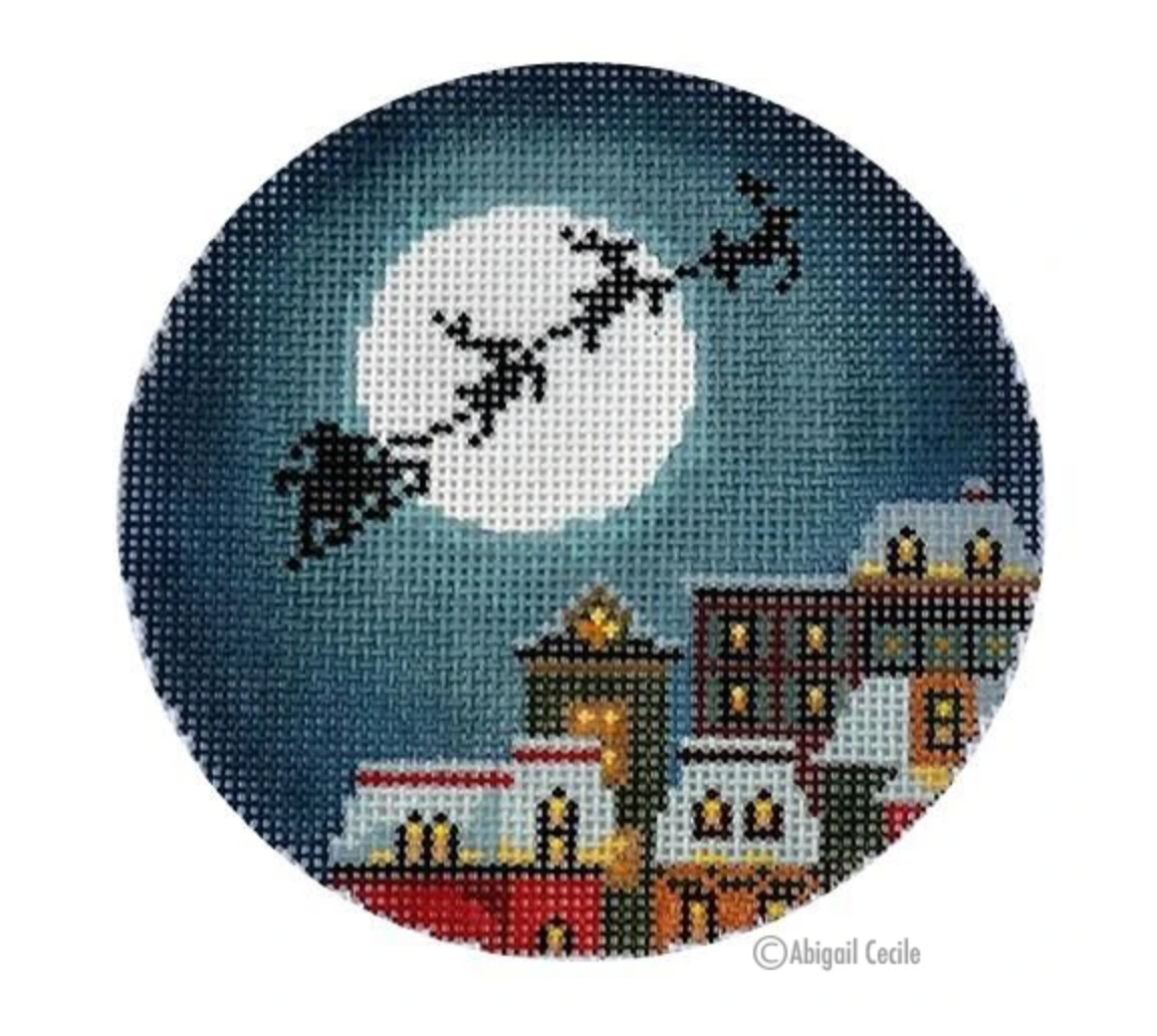 Christmas Eve Town Ornament Canvas - KC Needlepoint