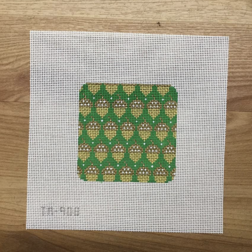 Acorns on Green Canvas - KC Needlepoint