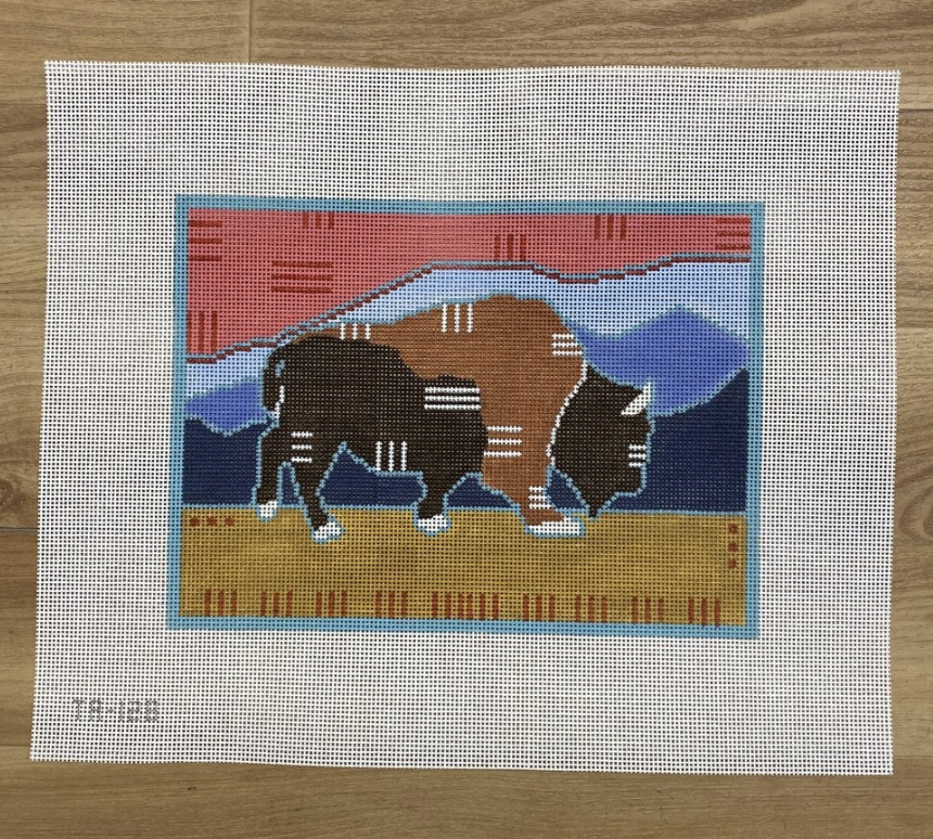 Badlands Bison Canvas - KC Needlepoint