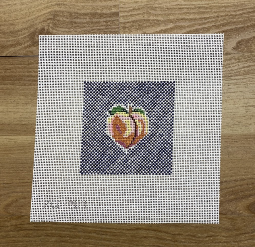 Peach on Blue Square - KC Needlepoint