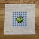 Green Apple on Gingham Square - KC Needlepoint