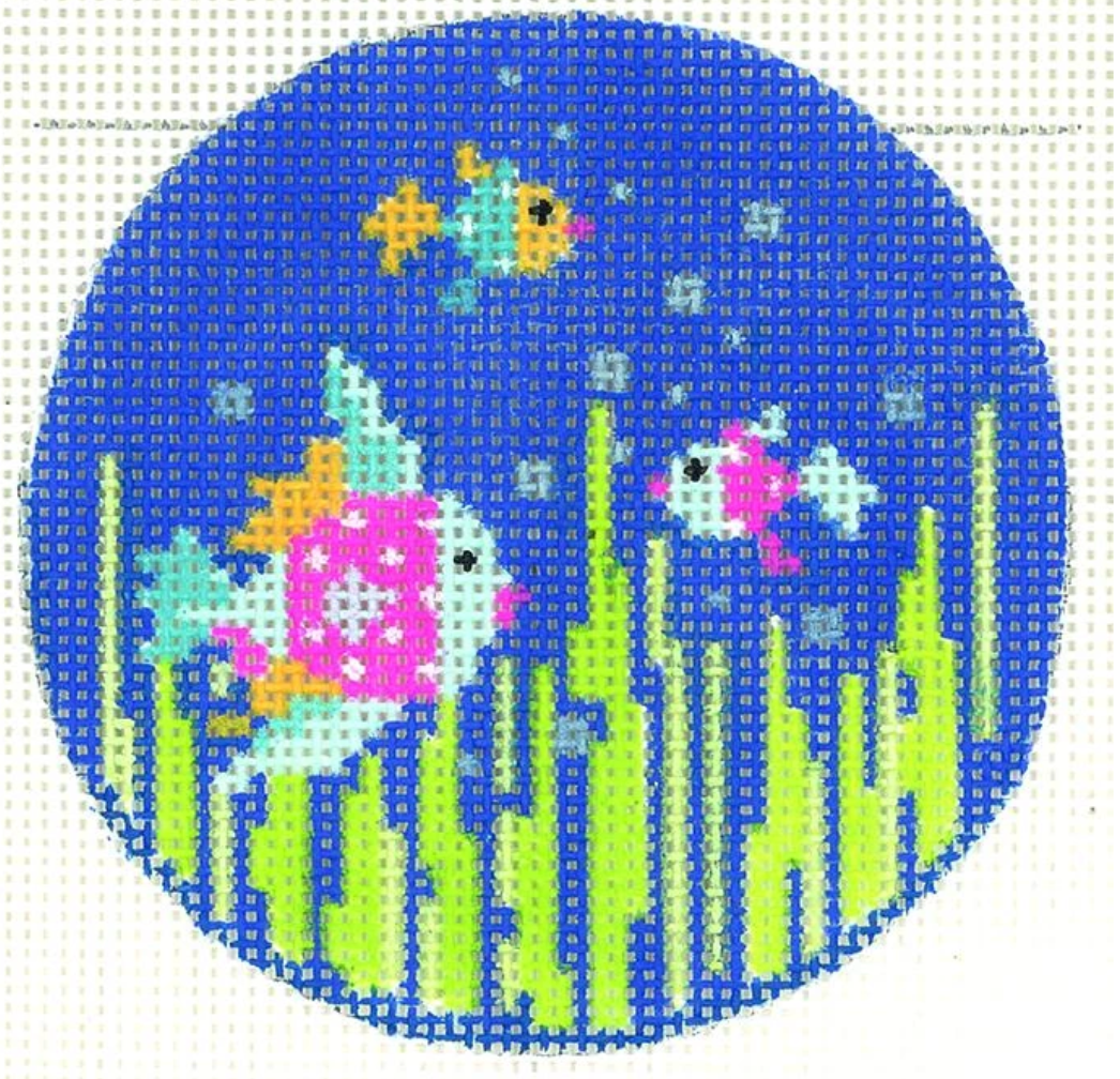 Fancy Fish Round Canvas - KC Needlepoint