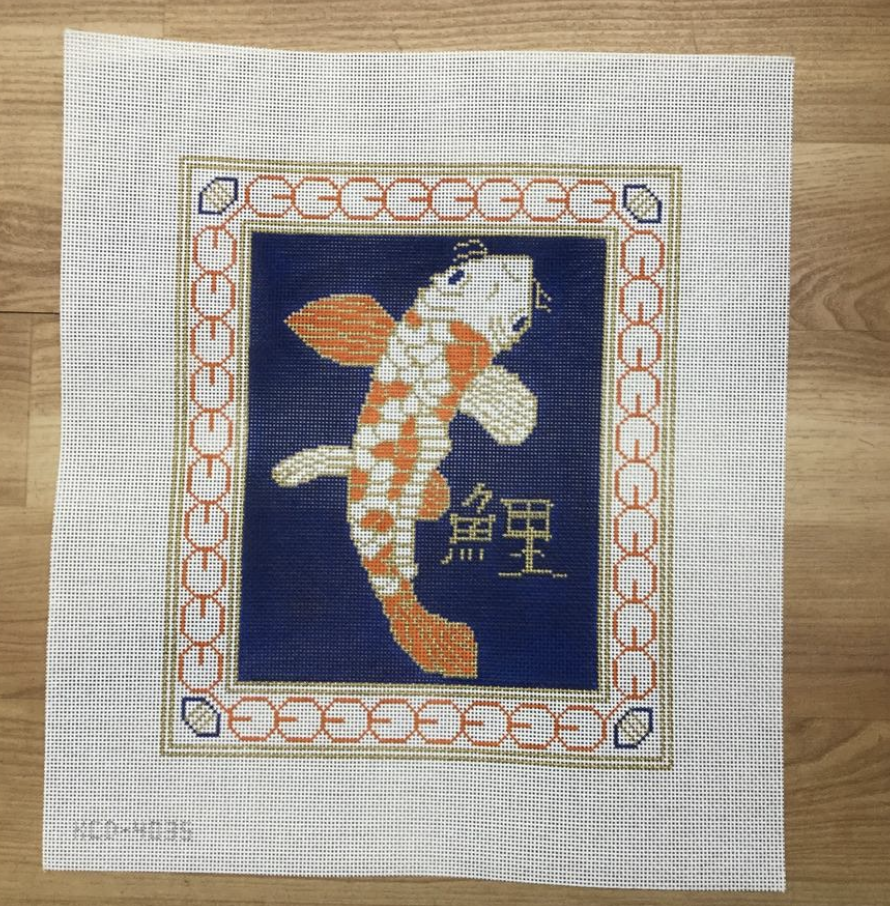 Koi on Blue Canvas - KC Needlepoint